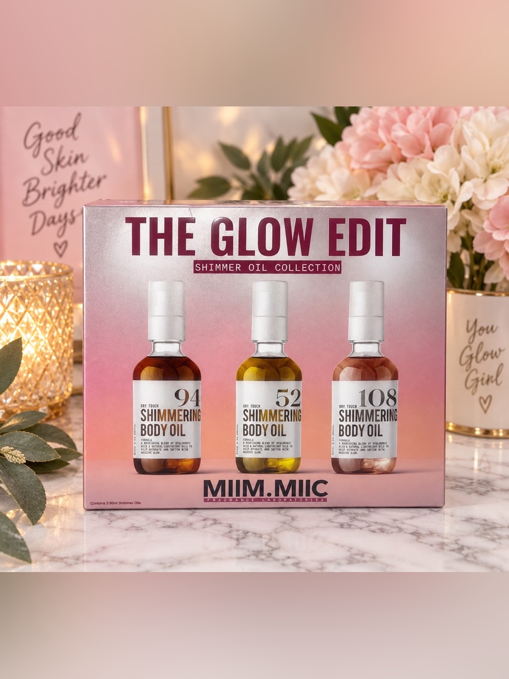 Miim.Miic The Glow Edit Shimmer Body Oil 3-Pc Set NIB
